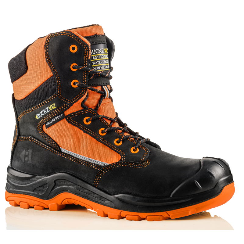 BuckBootz Schoen BVIZ1 Hoog S7S + KN Zwart/Oranje Zwart/Oranje BVIZ1OR
