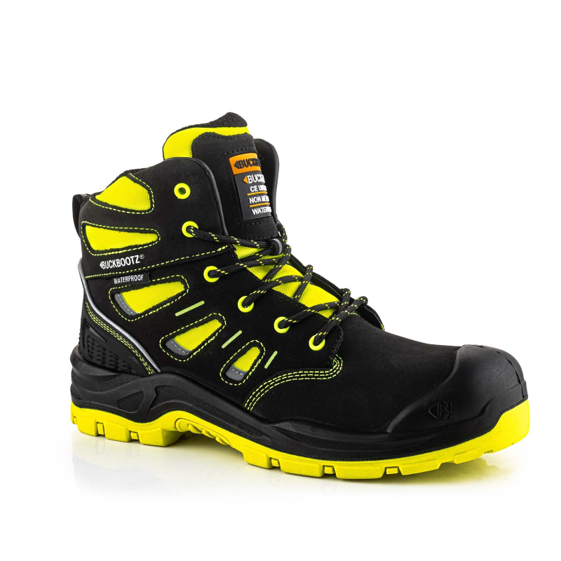 BuckBootz Schoen BVIZ2 Hoog S3 + KN Zwart/Geel Zwart/Geel BVIZ2YL